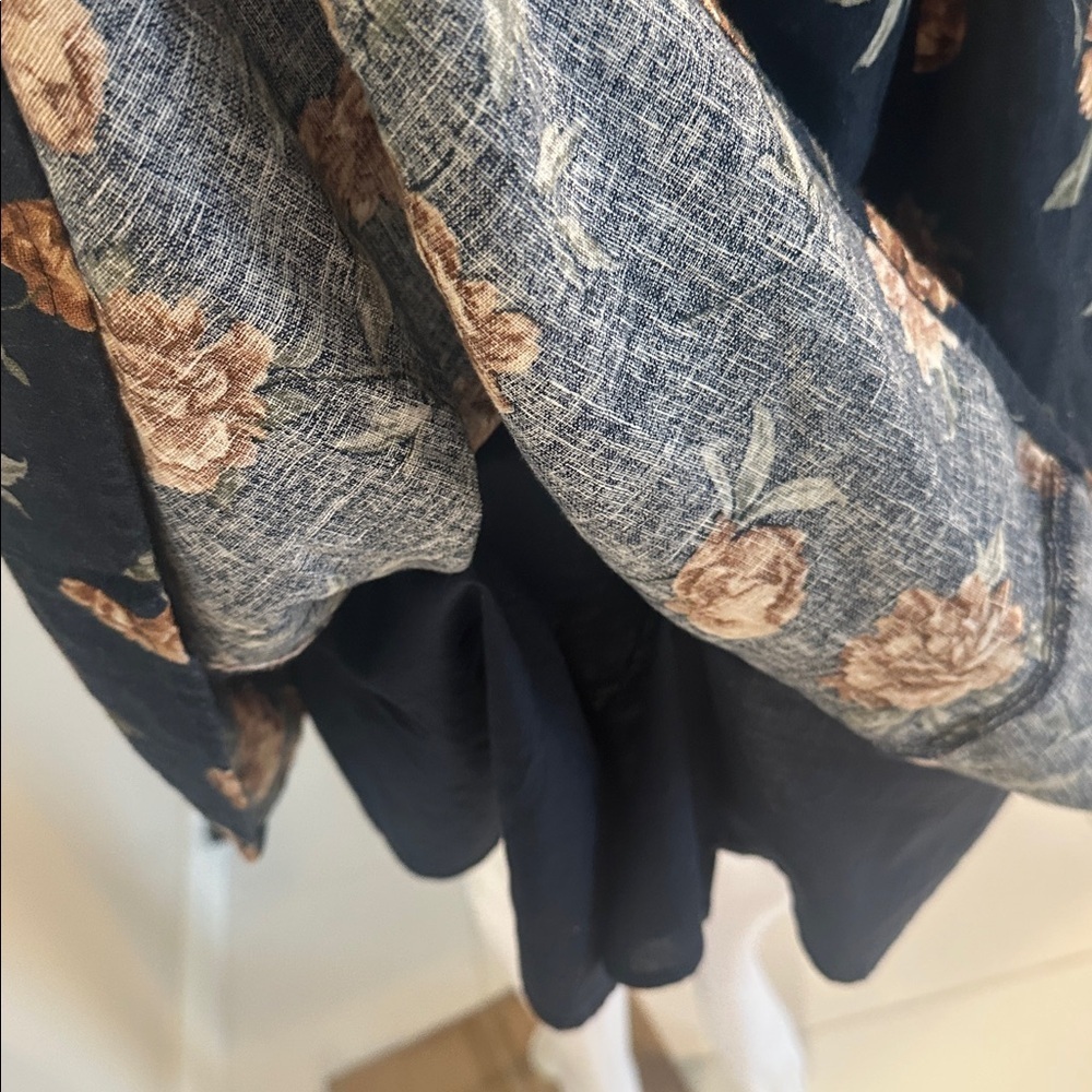 Abercrombie floral navy dress with gold/brown flowers - Picture 3 of 5